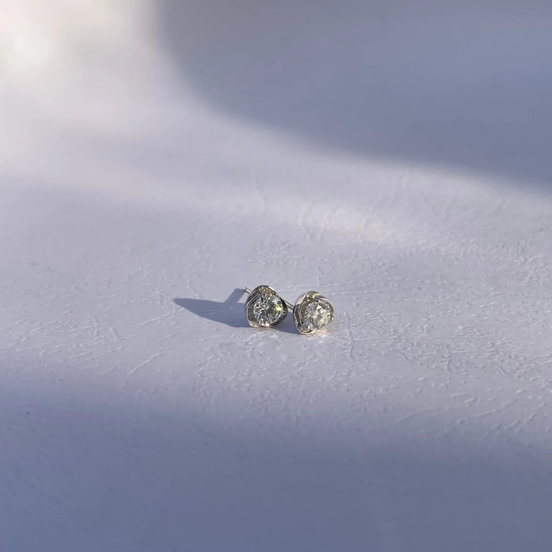 Dainty Silver Heart Studs