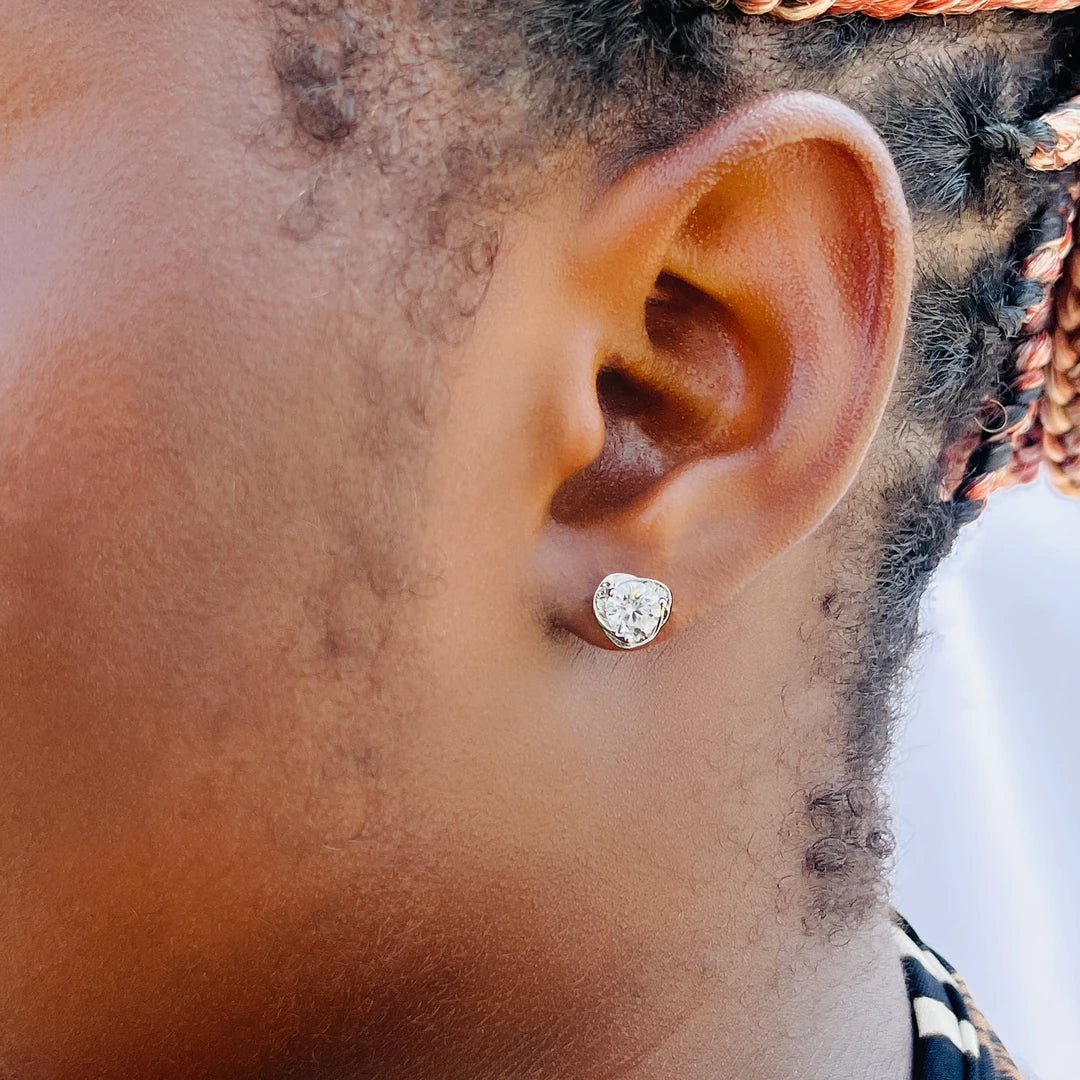 Dainty Silver Heart Studs