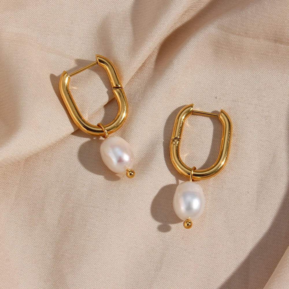 Pearl U-Drop Earrings