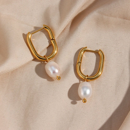 Pearl U-Drop Earrings