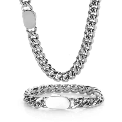 8MM Cuban Chain Set (Silver)