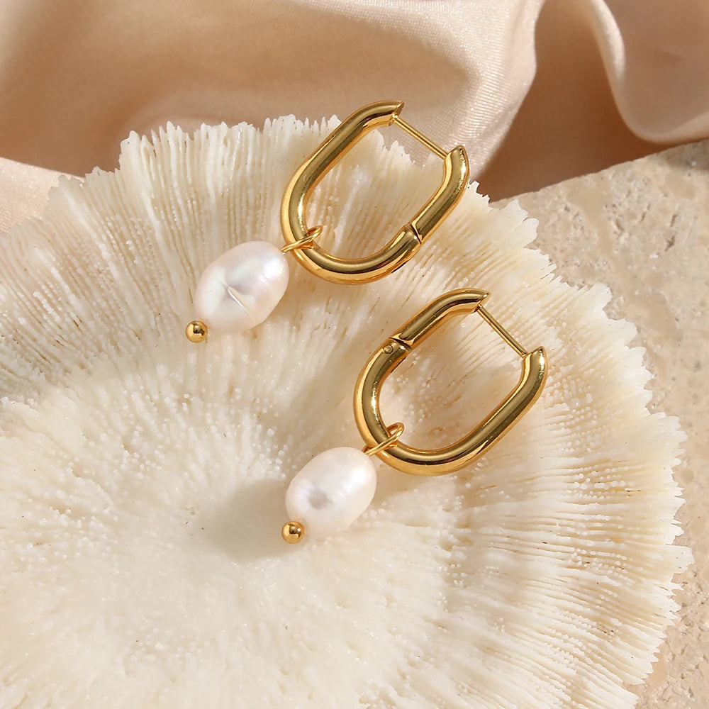 Pearl U-Drop Earrings