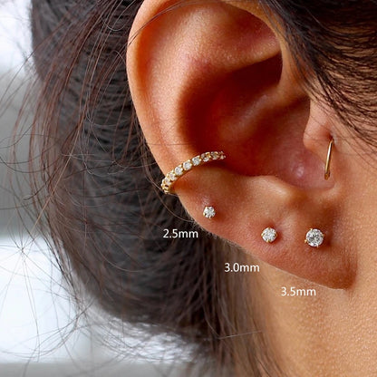 3mm Dainty Gold Studs