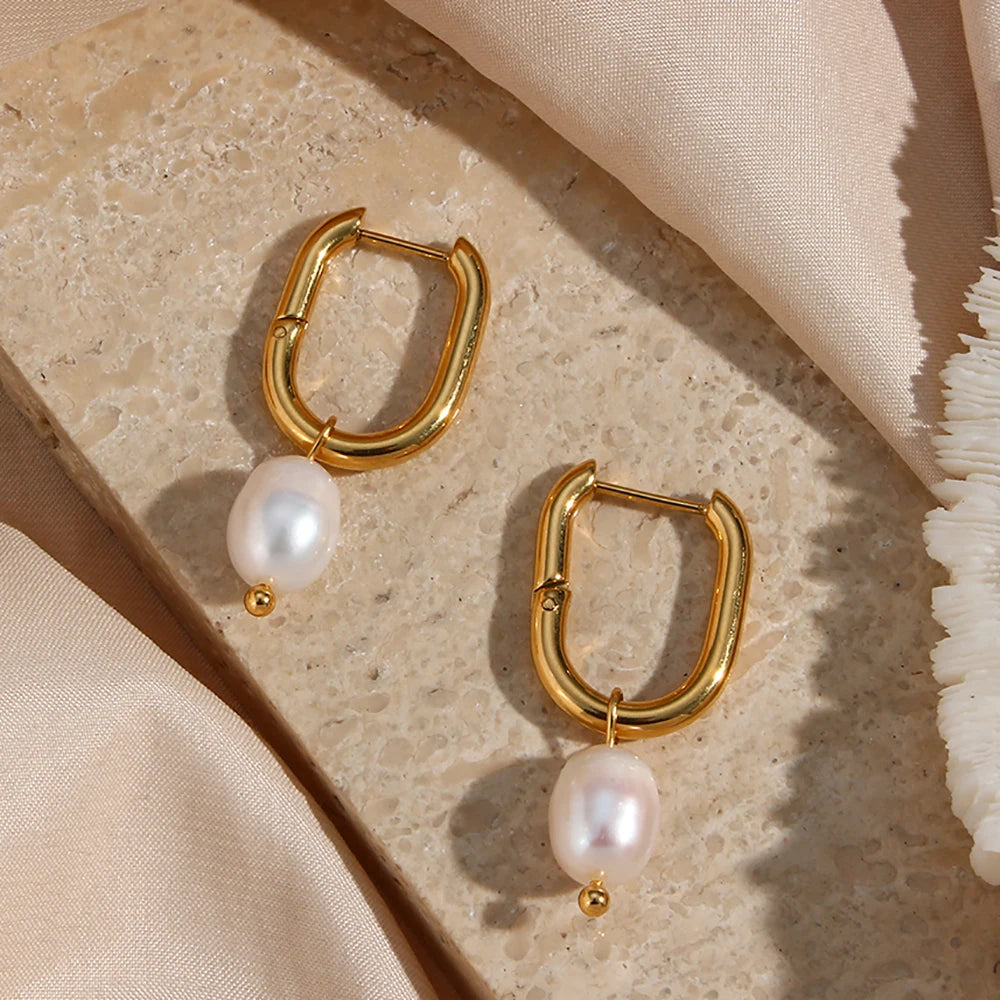 Pearl U-Drop Earrings