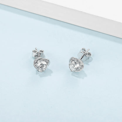 Dainty Silver Heart Studs