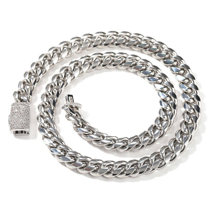 8MM Cuban Iced Clasp Bracelet (Silver)