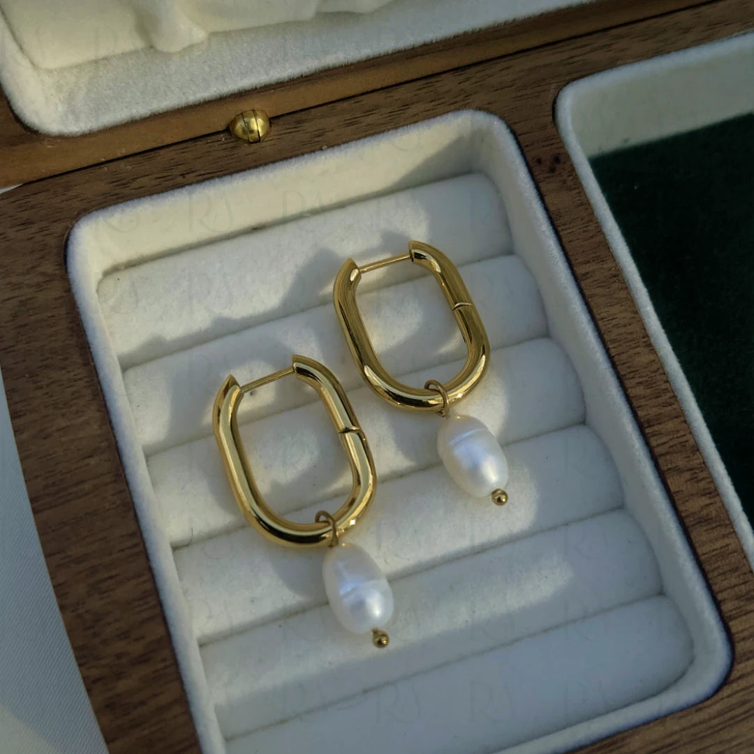 Pearl U-Drop Earrings