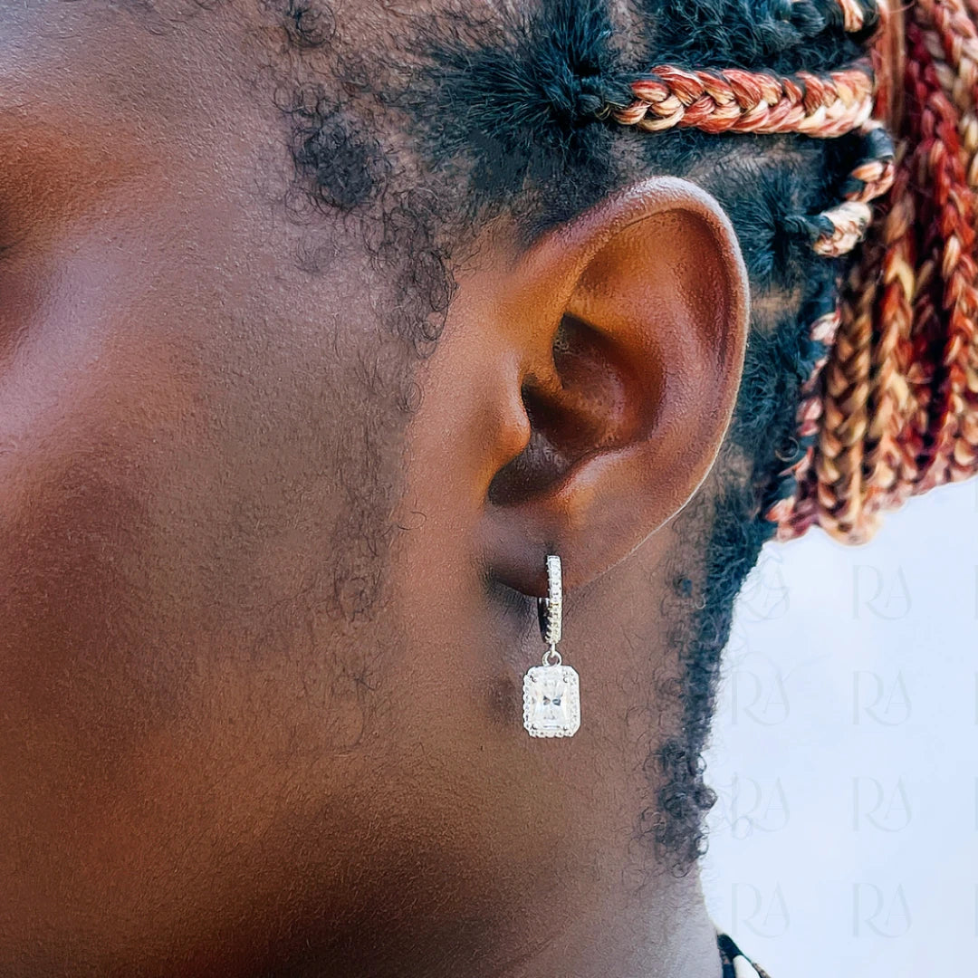 Silver Emerald Drop Earrings